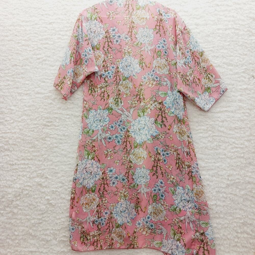 Kimono Floral Swim Cover Midi Maxi Boho Cottagecore Coquette Peony Rose Romantic - Picture 2 of 7